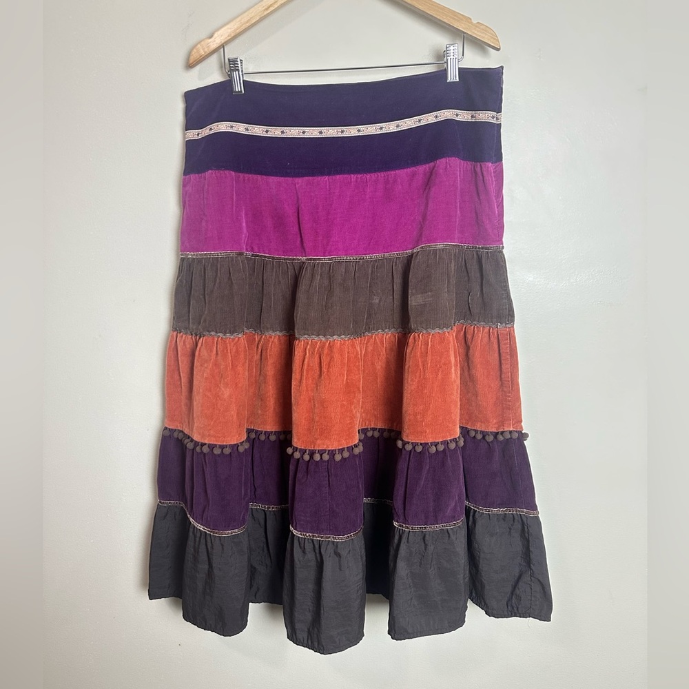 Low Glamour Size 42 Multicolor Tiered Midi Skirt